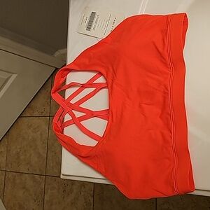 NWT Fabletics Kessler Medium Impact Sports Bra III, Neon Orange Size Small.